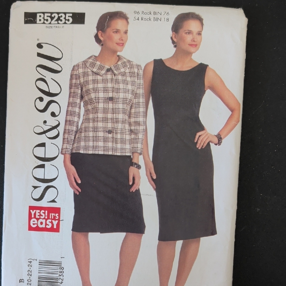 See & Sew Black Long-Sleeve Sheath Dress